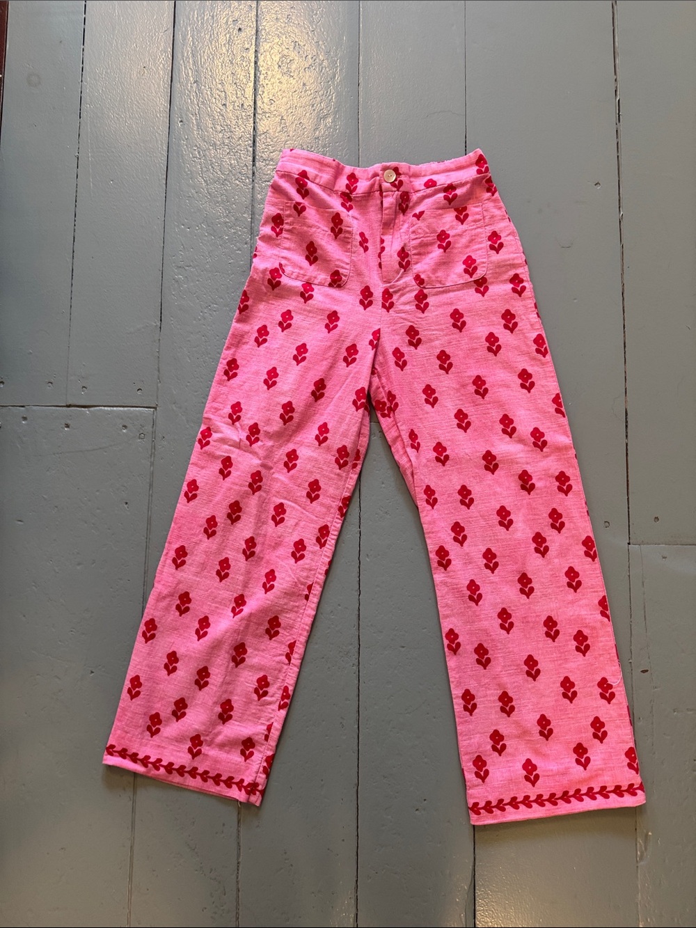 Zara Kids Pink and Red Printed Pants - size 11/12